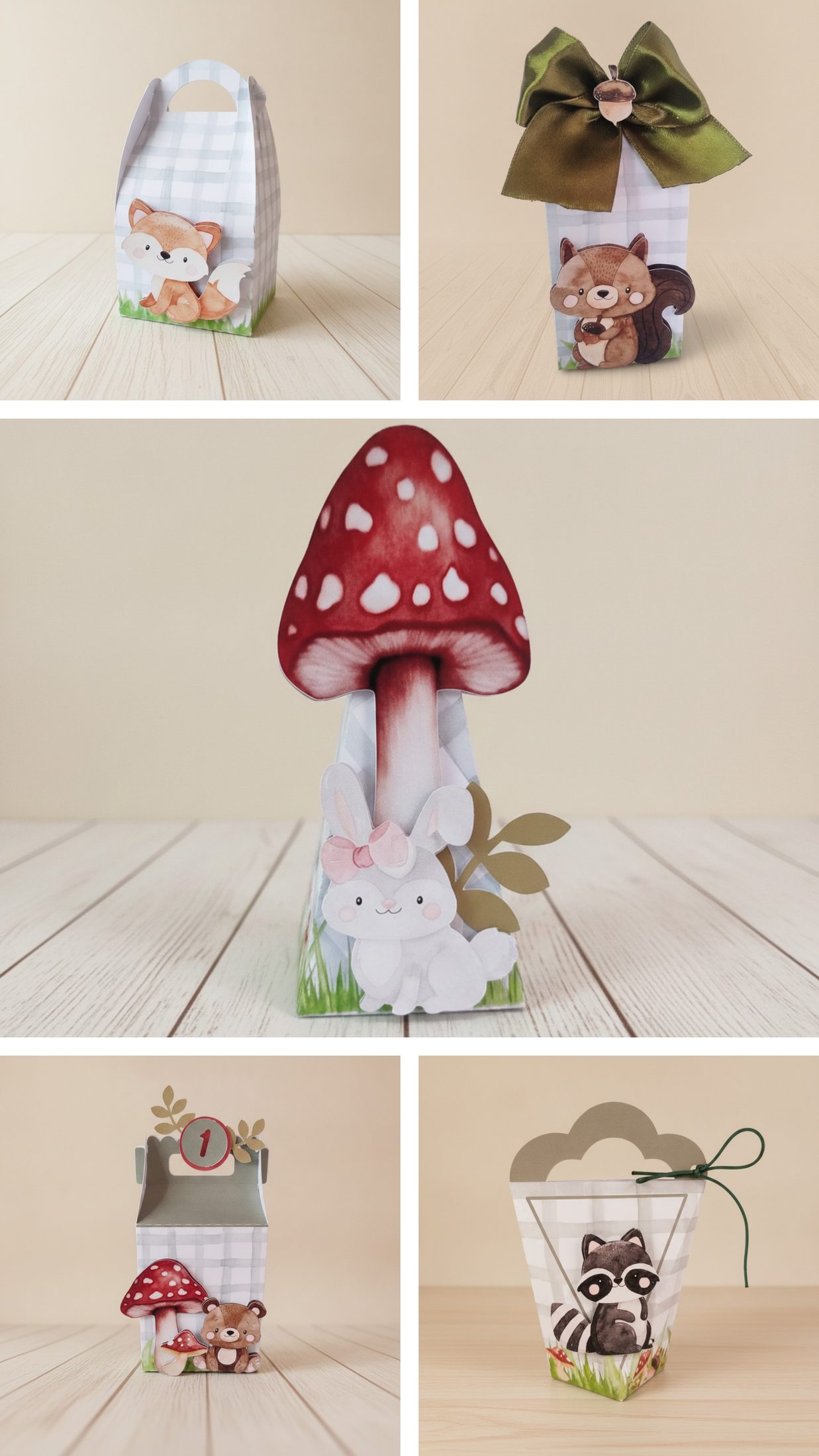 Caixinhas personalizadas com bichinhos do bosque